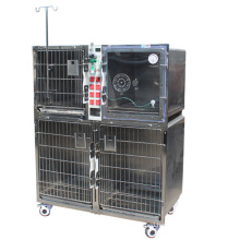 Factory Price Stainless Steel Veterinary Cage in Animal Clinic Inpatient Oxygen Chamber Cage Power Supply